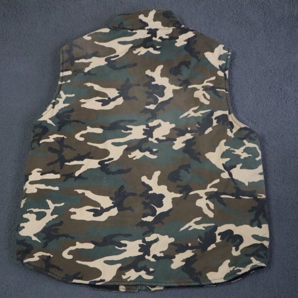 Vintage Akademiks Military Vest Mens L Green Camo AKDMKS Graphic Cotton Blend - Picture 2 of 10